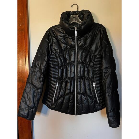GUESS BLACK DOWN QUILTED PUFFER JACKET COAT SIZE M / MEDIUM - Picture 2 of 7